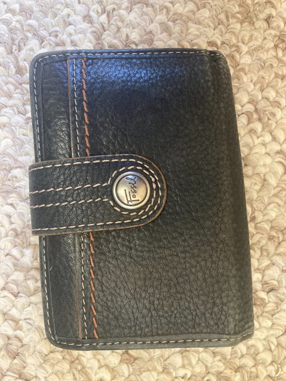 Fossil vintage brown leather wallet 3.5x5
